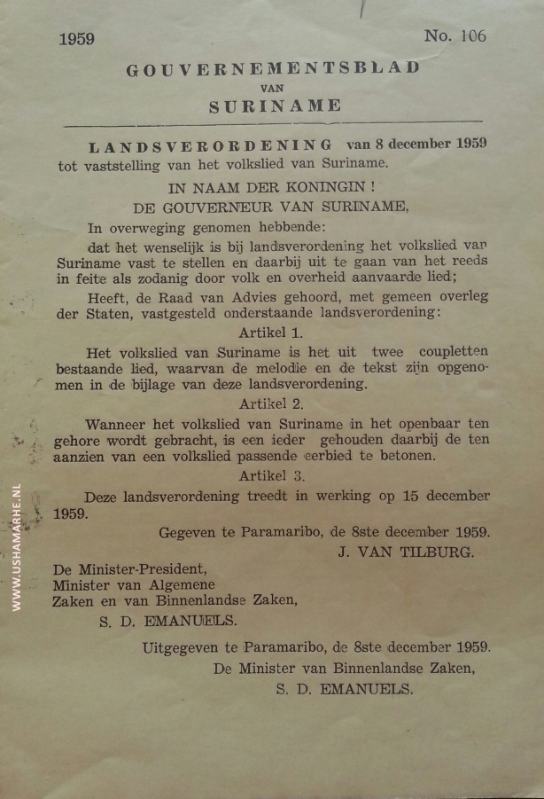 Voorblad Landsverordening 8 december 1959